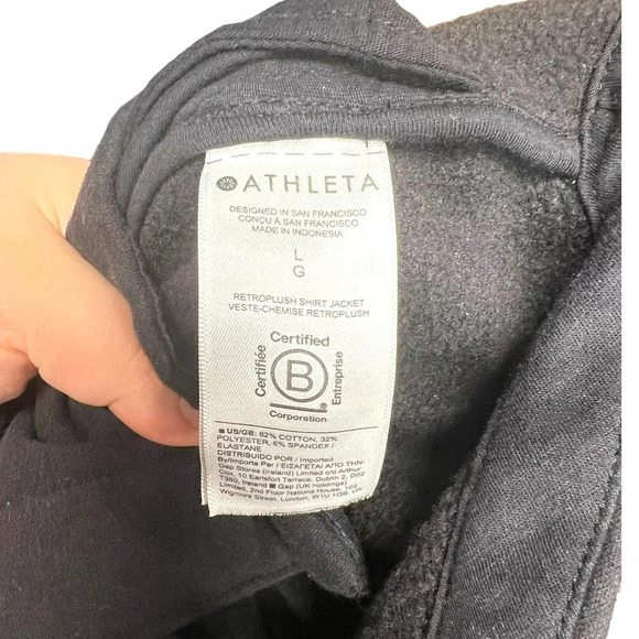 Athleta Retroplush Shirt Jacket in Black Shacket Size Large - Picture 10 of 11